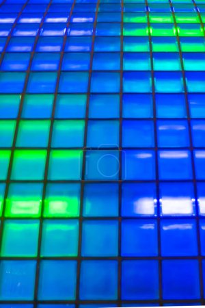 Photo for Unsharp squared green and blue neon background texture - Royalty Free Image