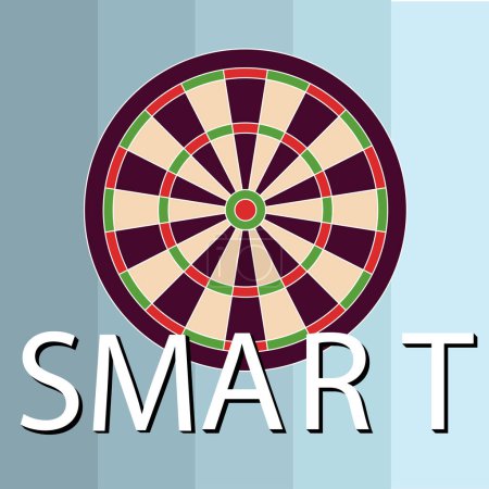 Ilustración de A Illustration of Smart targeted goals with a dartboard, SMART stands fot Specific, Measurable, Achievable, Relevant and Timed - Imagen libre de derechos