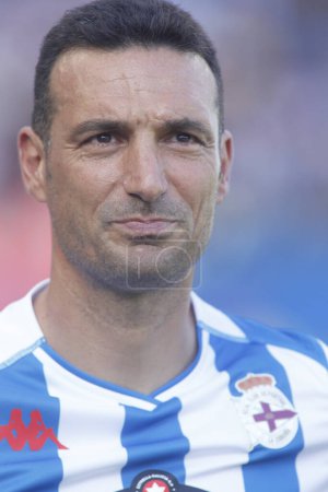 Photo for Close-up during the tribute to Lionel Scaloni, coach of the world champion Argentine soccer team, by Deportivo de la Coruna at the Riazor stadium on August 1, 2023 - Royalty Free Image