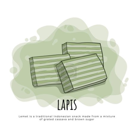 Illustration for Lapis cake is cake usually consists of two colors that are layered - Royalty Free Image