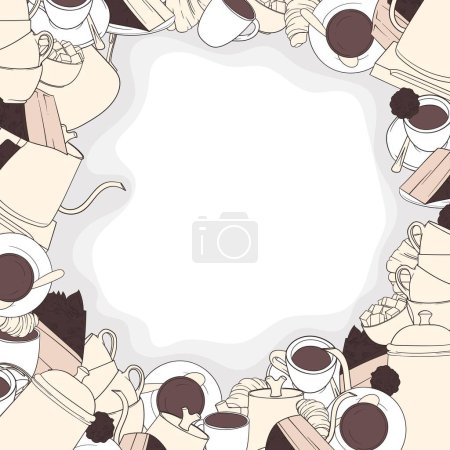 Illustration for Coffee background in doodle art design for international coffee day campaign - Royalty Free Image