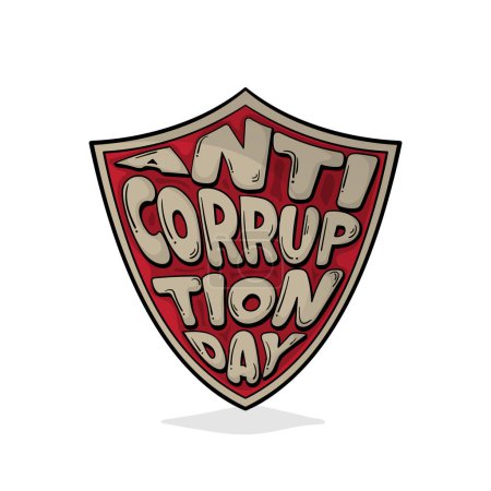 Téléchargez les illustrations : Typographie de la journée anti-corruption dans la conception d'art doodle - en licence libre de droit