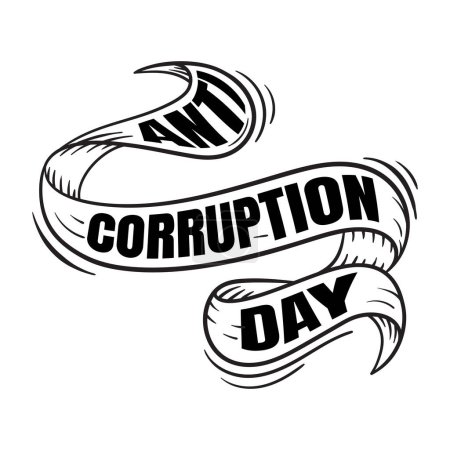Téléchargez les illustrations : Ruban dans la conception d'art doodle avec texte anti-corruption jour - en licence libre de droit