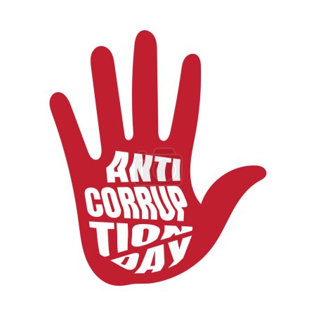Téléchargez les illustrations : Main rouge avec typographie de la journée anti-corruption pour la campagne anti-corruption - en licence libre de droit