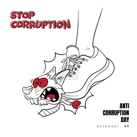 Téléchargez les illustrations : Conception de jour anti-corruption avec pieds piétinés sur des souris - en licence libre de droit