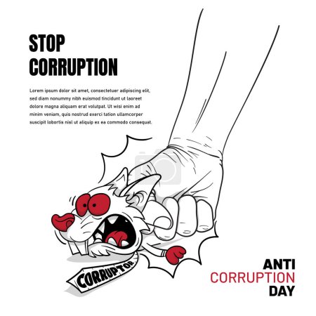 Téléchargez les illustrations : Perforer l'illustration vectorielle de la souris pour la journée mondiale anti-corruption - en licence libre de droit