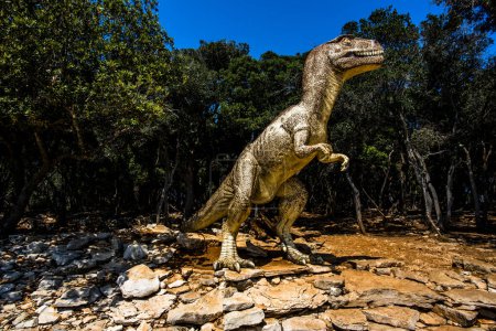 dinosaur statue in the south cliff of the Brijuni islands in Croatia