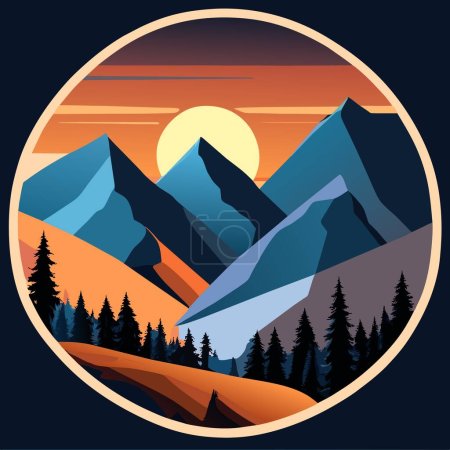 Ilustración de Hermoso paisaje de las montañas - Imagen libre de derechos
