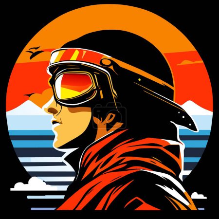 Illustration for Biker in helmet and goggles - Royalty Free Image