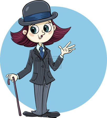 Ilustración de Chica en un traje y sombrero de copa - Imagen libre de derechos