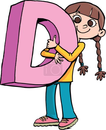 girl is holding the capital letter D