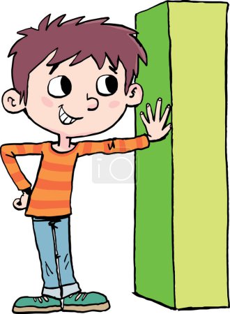 Illustration for Boy leaning on the capital letter I - Royalty Free Image
