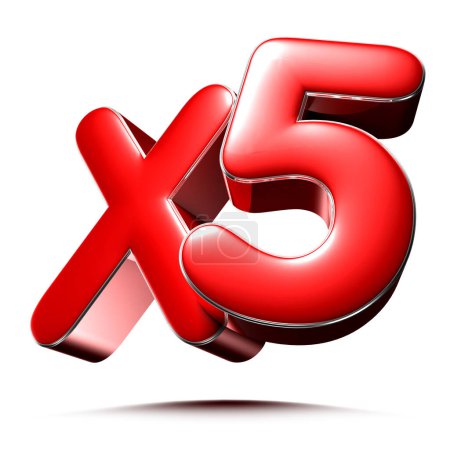 Téléchargez les photos : X5 red 3D illustration on white background with clipping path. Advertising signs. Product design. Product sales. - en image libre de droit