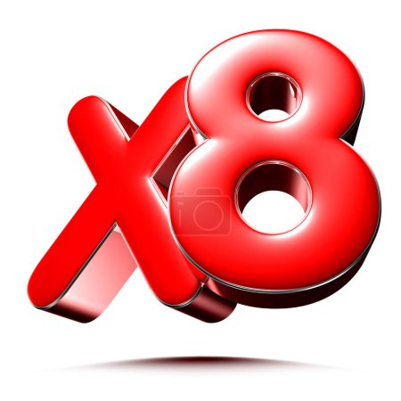 Téléchargez les photos : X8 red 3D illustration on white background with clipping path. Advertising signs. Product design. Product sales. - en image libre de droit