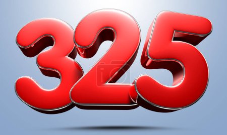 Photo for Number 325 red 3D illustration on light blue background have work path. Advertising signs. Product design. Product sales. - Royalty Free Image