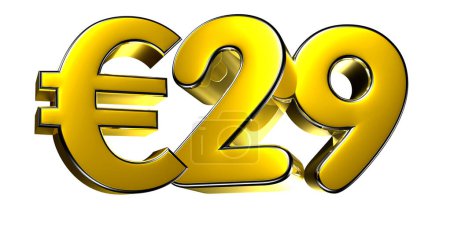 29 Euro postać złota ilustracja 3D na białym tle mają ścieżkę pracy. Znaki reklamowe. Projekt produktu. Sprzedaż produktów.