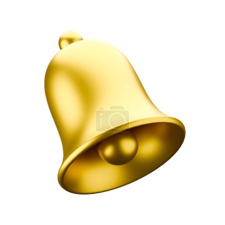 Golden bell 3D rendering on white background have work path.