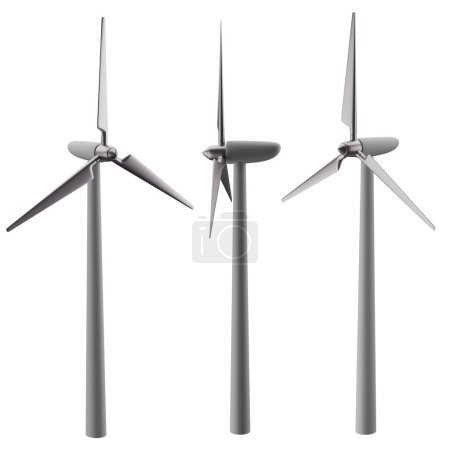 Moderne Windmühle 3D-Rendering auf weißem Hintergrund haben Arbeitsweg.