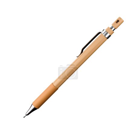 Leicht orangefarbener Griff, 3D-Rendering mit Bleistift auf weißem Hintergrund haben Arbeitsweg. Werbeschilder. Produktdesign. Produktverkäufe. Produktcode.