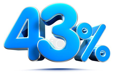 Cielo azul 43 Porcentaje 3d signo de ilustración sobre fondo blanco tienen trayectoria de trabajo. Oferta especial 43 por ciento Tag Descuento. Señales publicitarias. Diseño de producto. Ventas de productos.