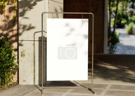 Photo for White Board, welcome sign, Seating chart Mockup , outdoors. Greeting template with clipping path - Royalty Free Image