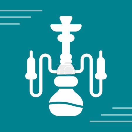 Illustration for White hookah icon isolated on green background. blue circle button. vector illustration - Royalty Free Image