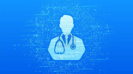 Online Doctor consultation icon. Online healthcare and medical advise medical banner. Telemedicine. E-health. Blue medical background made with cross shape symbol. Vector illustration