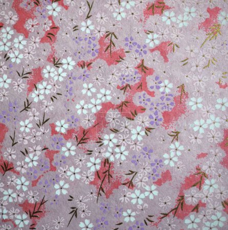 Traditional Japanese floral patterns with pink cherry blossoms