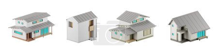 3d render of modern Japanese houses.