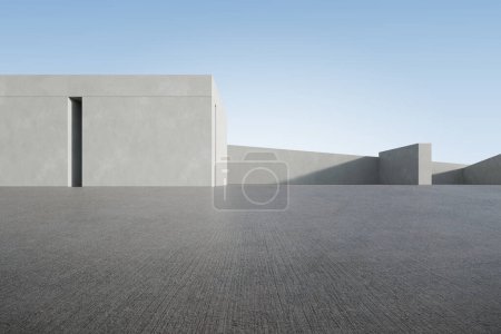 Téléchargez les photos : 3d rendu de l'architecture abstraite en béton avec plancher en béton vide, fond de présentation de la voiture. - en image libre de droit