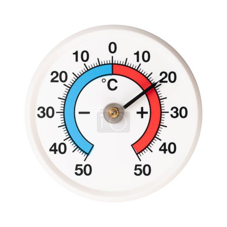 Téléchargez les photos : Thermomètre bimétallique à bande spirale, avec diplôme en Celsius. Les changements de température dilatent ou diminuent les deux bandes métalliques différemment, créant un effet de flexion et les bobines de bande. - en image libre de droit