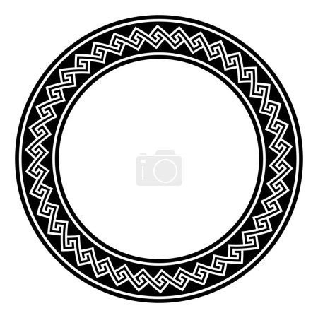 Illustration for Hopi meander pattern, circle frame. Decorative border created by a seamless and disconnected meander pattern. Repeated motif, inspired by pottery patterns of the Hopi, a Native American ethnic group. - Royalty Free Image