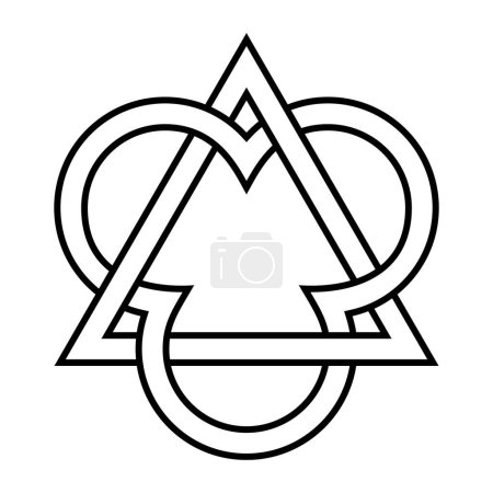 Illustration for Triangle interlaced with three segments of a circle, an emblem of the Trinity. Three circles representing the coeternal and consubstantial persons Father, the Son Jesus Christ and the Holy Spirit. - Royalty Free Image