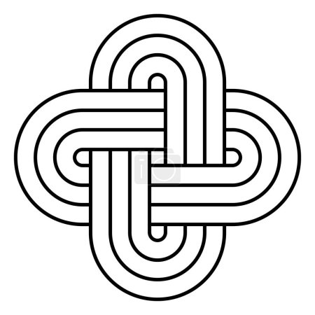 Illustration for Solomons knot, an ancient symbol and traditional decorative motif. Sigillum Salomonis, a link and not a true knot, consisting of two closed loops, which are doubly interlinked in an interlaced manner. - Royalty Free Image