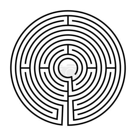 Circle shaped medieval labyrinth of Bayeux Cathedral. Single path maze with ten courses, a centuries old pattern, embedded in the floor of the Roman Catholic Cathedral of Our Lady of Bayeux in France.