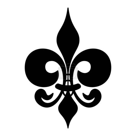 Illustration for Fleur-de-lis, or fleur-de-lys a symbol of a lily, used since centuries. Originally associated with France, it was used for religious, political, dynastic, artistic, emblematic, and symbolic purposes. - Royalty Free Image