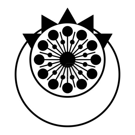 Symbol einer Mikronova und eines Sonnenblitzes, der den kommenden Wandel und einen evolutionären und dimensionalen Sprung der Menschheit und der Welt ankündigt. Vorbild ist ein Kornkreismuster, das in der Nähe von Owslebury, Hampshire, gefunden wurde.