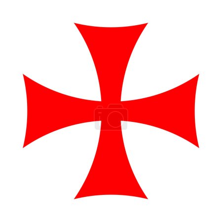 Illustration for Knights Templar cross. Symbol of the Poor Fellow-Soldiers of Christ and of the Temple of Solomon. Military order of Catholic faith in the Middle Ages, headquartered on the Temple Mount in Jerusalem. - Royalty Free Image