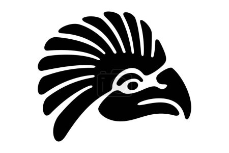 Eagle head symbol of ancient Mexico. Decorative Aztec clay stamp motif, showing the head of a golden eagle, as it was found in Tenochtitlan, historic center of Mexico City. Isolated illustration.