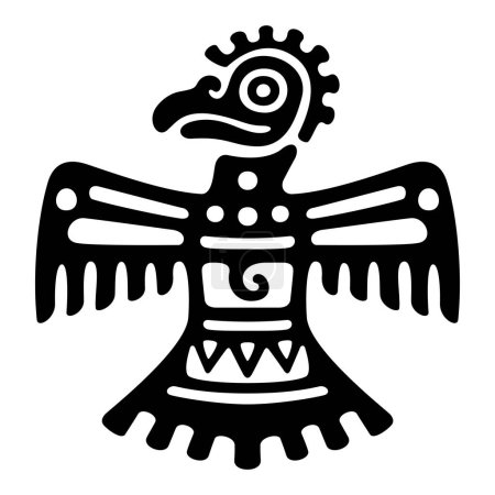 Téléchargez les illustrations : Roadrunner symbole de l'ancien Mexique. Décoratif motif de timbre aztèque en argile montrant un oiseau chaparral comme il a été trouvé dans Veracruz précolombien. On pensait que les coureurs de route peuvent se protéger contre les mauvais esprits. - en licence libre de droit