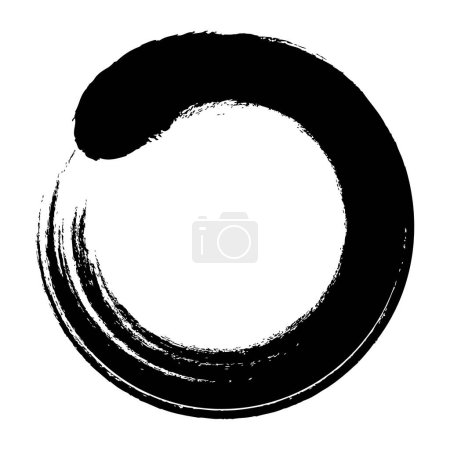 Illustration for Enso circle, calligraphic Zen symbol. An enso, Japanese for circular form, is a circle, hand-drawn in one uninhibited brushstroke, to express a moment when the mind is free to let the body create. - Royalty Free Image
