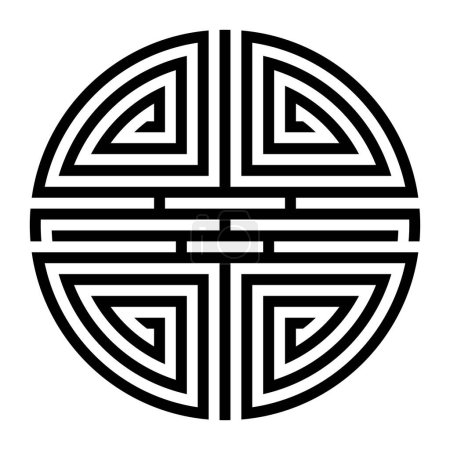 Shou, Abwandlung des chinesischen Symbols für Langlebigkeit. Ein langes Leben ist ein Segen im traditionellen chinesischen Denken, symbolisiert durch Shou Xing, den alten Unsterblichen vom Südpol, und den Stern Canopus.