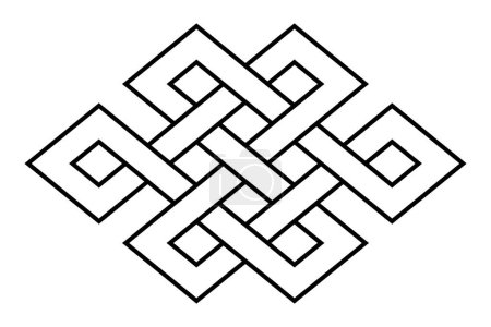 Illustration for Endless knot, also known as eternal knot. Common form of an intertwining knot and one of eight Auspicious Symbols in Hinduism, Jainism and Buddhism. Also found in Celtic, Kazakh and Chinese symbolism. - Royalty Free Image
