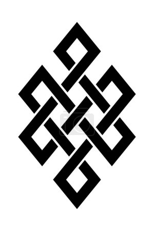 Endloser Knoten, auch als ewiger Knoten bekannt. Gemeinsame Form eines miteinander verflochtenen Knotens und eines von acht Auspicious Symbolen im Hinduismus, Jainismus und Buddhismus. Auch in keltischer und chinesischer Symbolik. Vektor