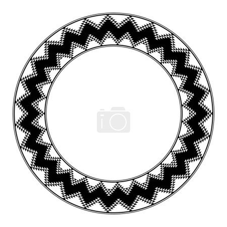 Modèle anasazi, cadre circulaire. Bordure décorative le design typique des Puebloans ancestraux, une culture amérindienne, basée sur la répétition artistique d'un triangle dans le jeu positif et négatif.