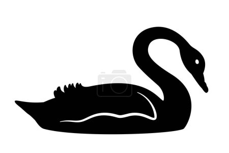 Black swan, outline and silhouette of a large waterbird. A symbol for black swan events and theory, a metaphor for unexpected events of large magnitude and consequence and of dominant role in history.