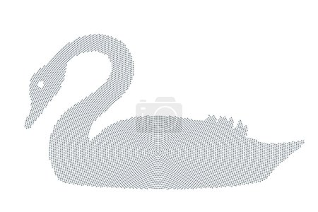 Symbole de cygne noir pointillé, silhouette d'un cygne à pois gris disposés circulairement. Symbole d'un événement cygne noir, métaphore d'événements inattendus de grande ampleur et ayant des conséquences dans l'histoire.