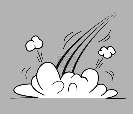 Foto de Bomb explosion effect with white dust clouds and motion trail isolated. Illustration in comic cartoon design - Imagen libre de derechos