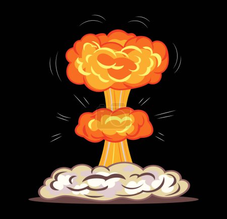 Photo for Powerful bomb explosion with dust cloud or atomic explode. Illustration in comic cartoon design - Royalty Free Image