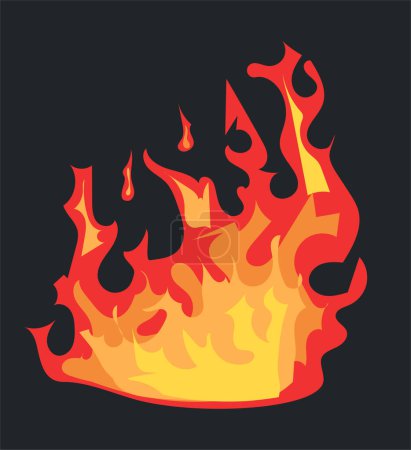 Foto de Burning fire effect, bright flame of dangerous wildfire. Illustration in comic cartoon design - Imagen libre de derechos